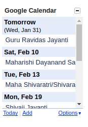 Google Calendar gadget