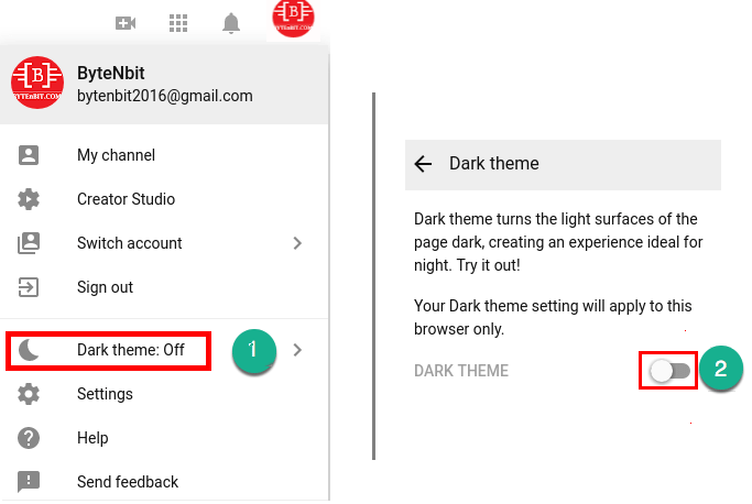 Dark theme option